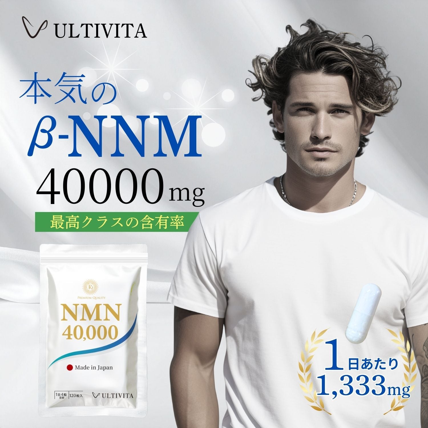 NMN サプリメント 日本製 40000mg｜高純度99.9%・国産β-NMN 120粒